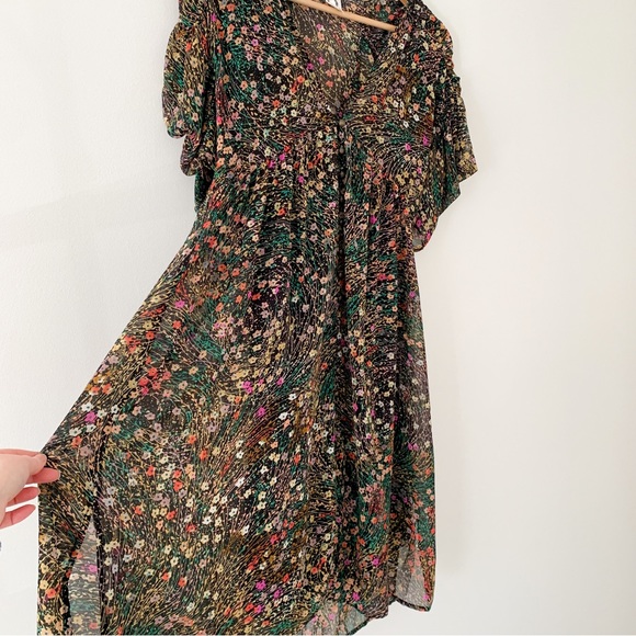 Anthropologie Valencia Akemi + Kin Women's Black Floral Button Front Midi Dress - Picture 3 of 10